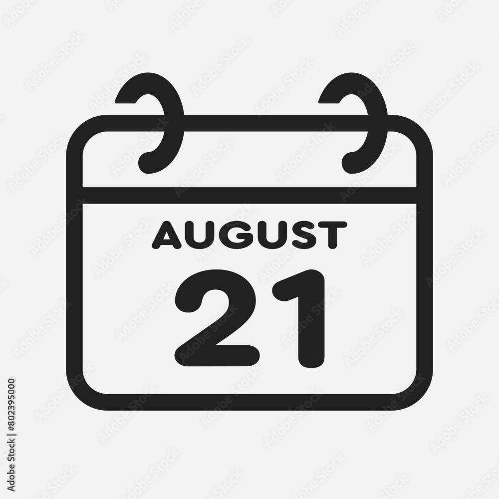 Icon page calendar day - 21 August Icon page calendar day - 21 August