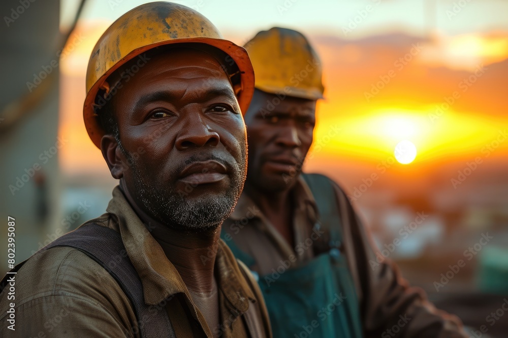 Silhouettes of Labor: Construction Workers at Sundown Silhouettes of Labor: Construction Workers at Sundown