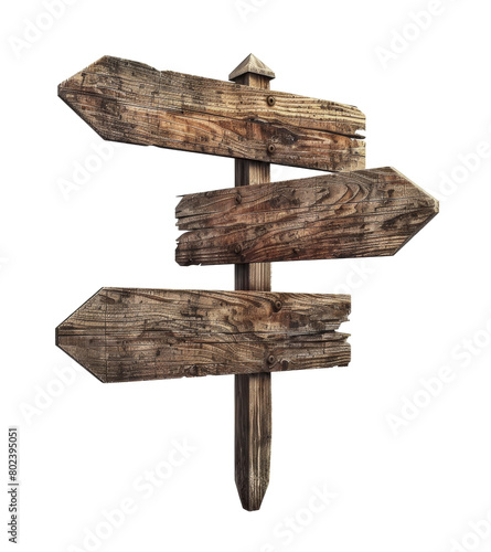 Rustic Wooden Directional Signs, Isolated © Rade Kolbas