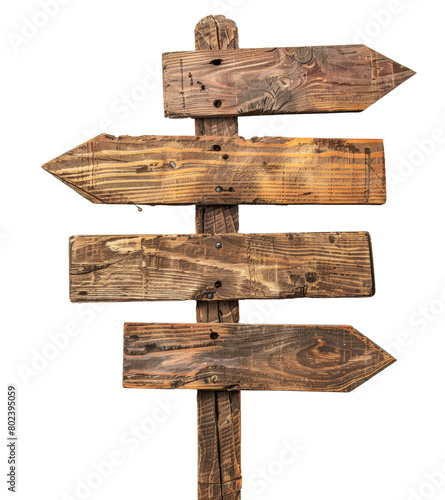 Rustic Wooden Directional Signs, Isolated © Rade Kolbas