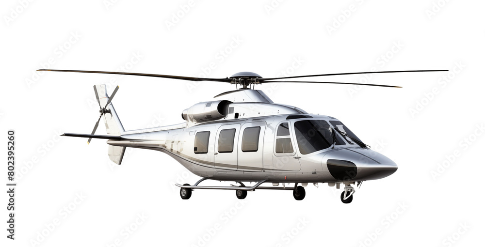 Luxurious private helicopter with gold and white livery, poised for takeoff on a clear day. Generative AI Luxurious private helicopter with gold and white livery, poised for takeoff on a clear day. Generative AI