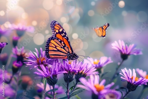 A beautiful butterfly resting on a colorful flower. Suitable for nature and wildlife themes © Ева Поликарпова