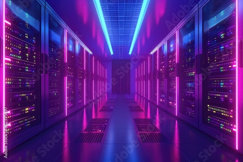 A row of servers in a data center, suitable for technology concepts