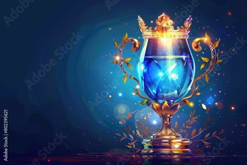 Blue glass with crown on top, suitable for royal or elegant themes
