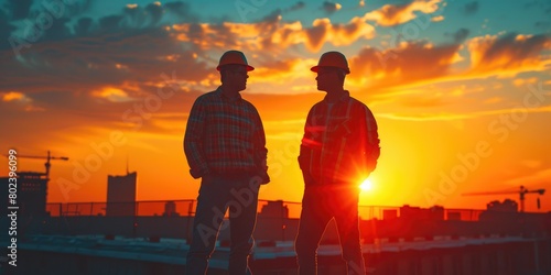 Construction Duo: Sunset Silhouette
