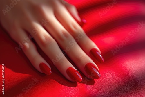 Glossy Red Elegance: Fine Fabric Details