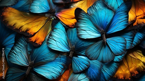 A vibrant group of butterflies depicted in this vector art illustration 