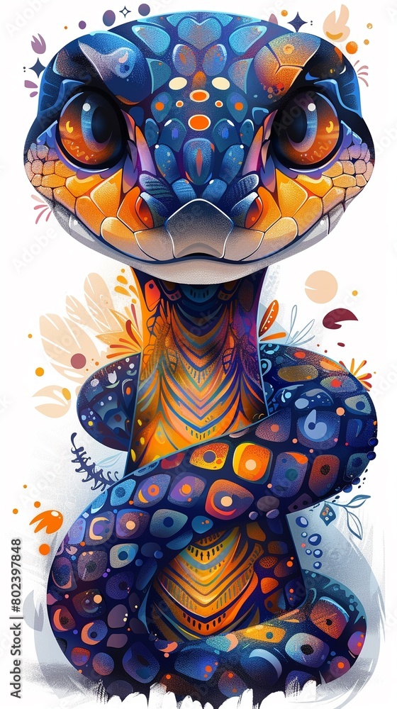 A dangerous snake cartoon character with a menacing hiss but depicted in an adorable and charming style A dangerous snake cartoon character with a menacing hiss but depicted in an adorable and charming style