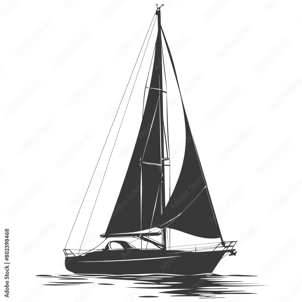 silhouette sail boat full black color only