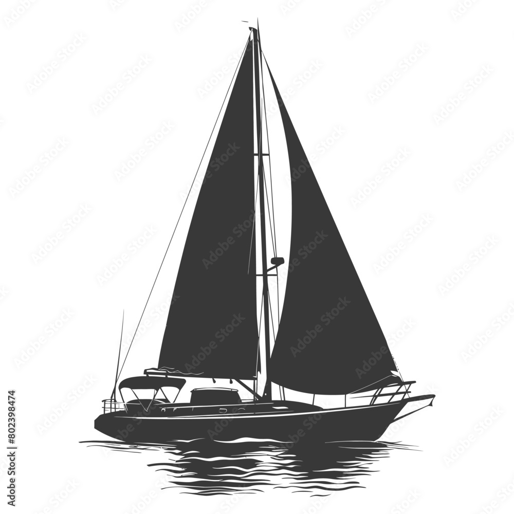 silhouette sail boat full black color only silhouette sail boat full black color only