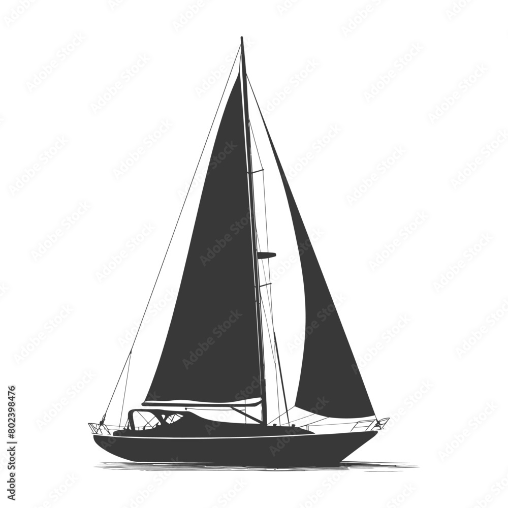 silhouette sail boat full black color only