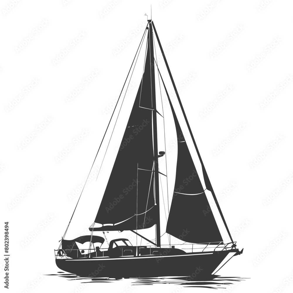 silhouette sail boat full black color only