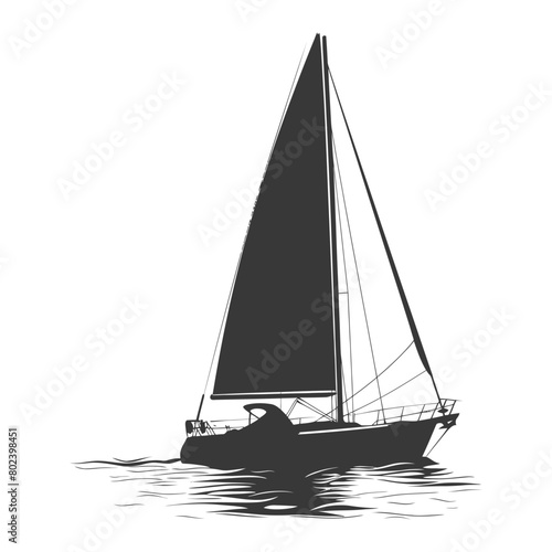 silhouette sail boat full black color only