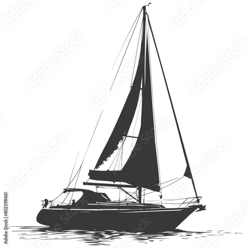 silhouette sail boat full black color only