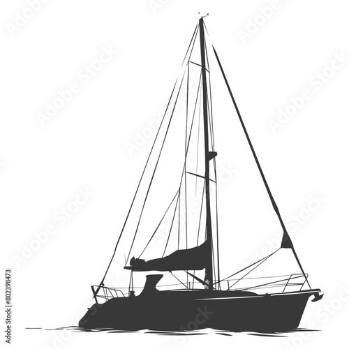 silhouette sail boat full black color only