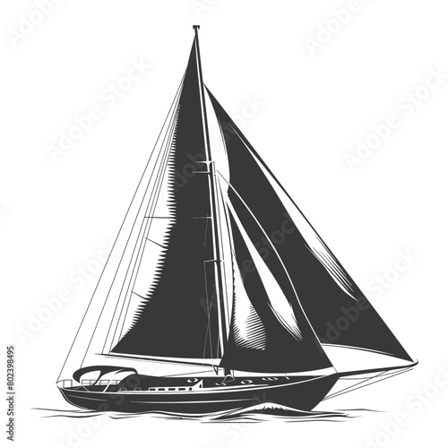 silhouette sail boat full black color only