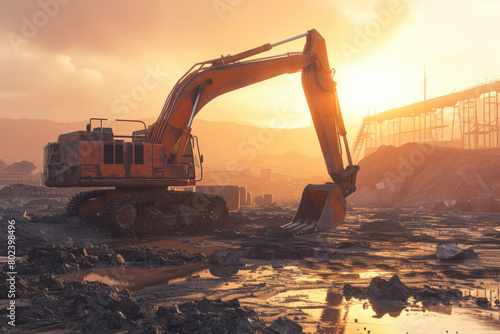 Wallpaper Mural Hydraulic Hammer in Action: Excavator Power Torontodigital.ca