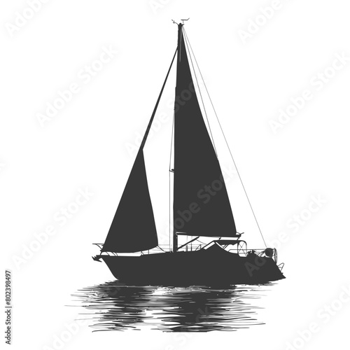 silhouette sail boat full black color only