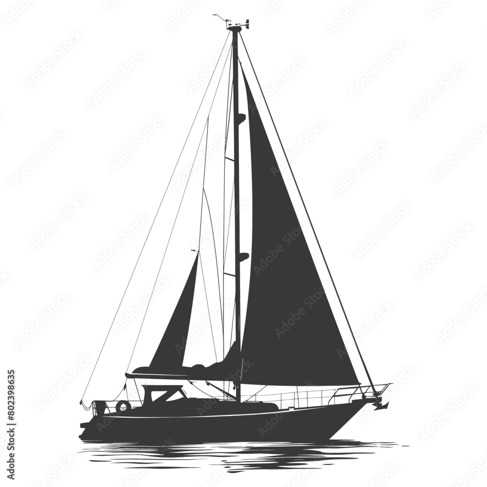 silhouette sail boat full black color only