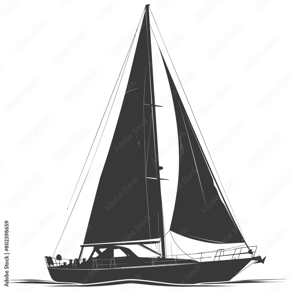 silhouette sail boat full black color only silhouette sail boat full black color only