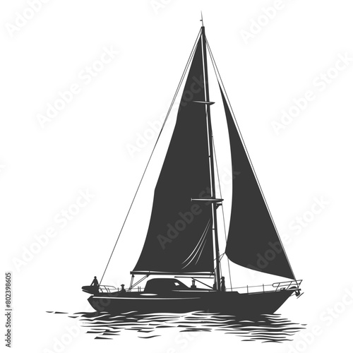 silhouette sail boat full black color only