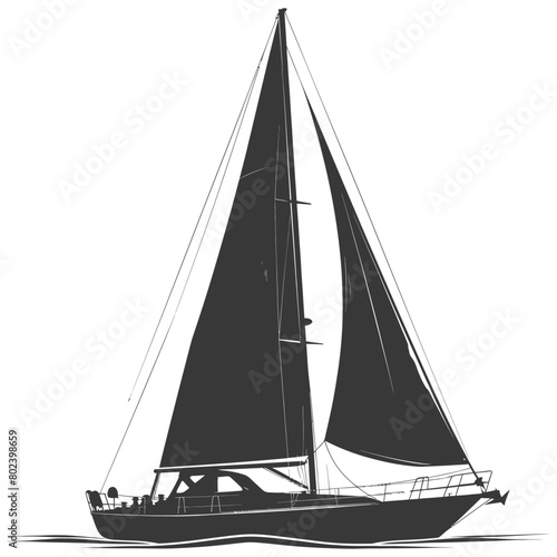 silhouette sail boat full black color only