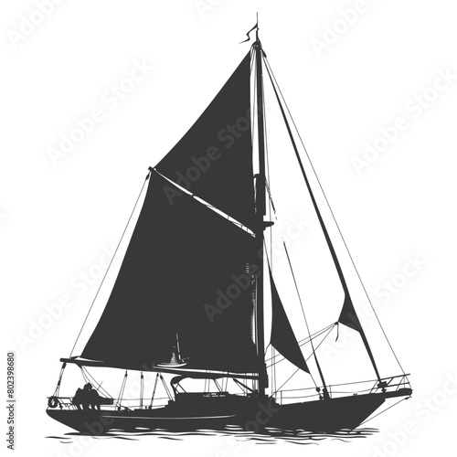 silhouette sail boat full black color only