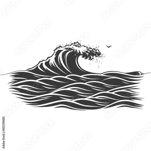 silhouette sea wave black color only