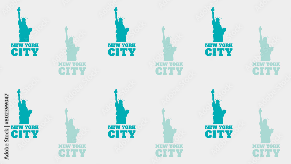 Seamless Pattern with Statue of Liberty. Vector Background