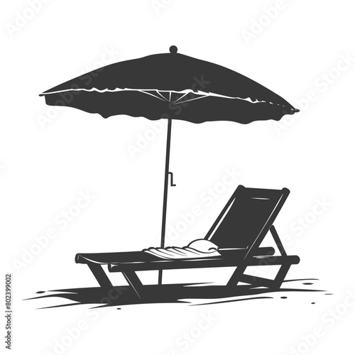 silhouette umbrella beach and beach chair full black color only