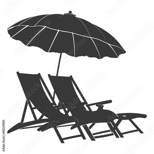 silhouette umbrella beach and beach chair full black color only