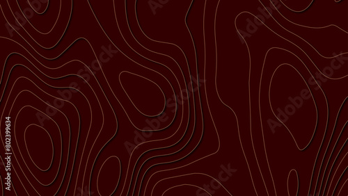 Topographic canyon map light relief texture. Multi layers red texture 3D papercut layers in gradient vector banner.