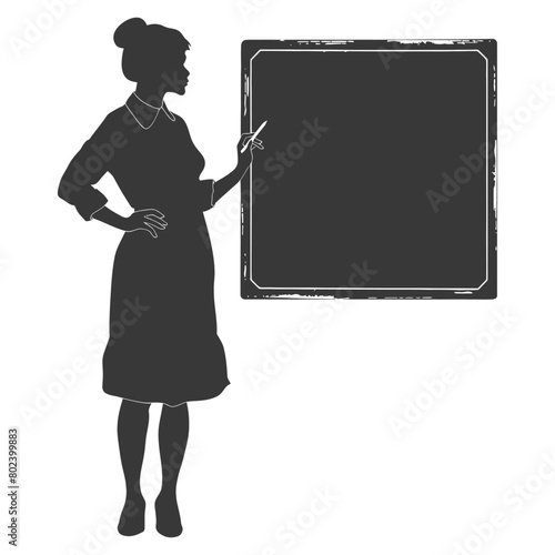 silhouette women school teacher teaching in front of class