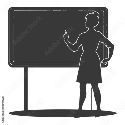 silhouette women school teacher teaching in front of class