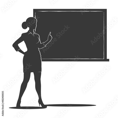 silhouette women school teacher teaching in front of class