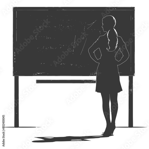 silhouette women school teacher teaching in front of class
