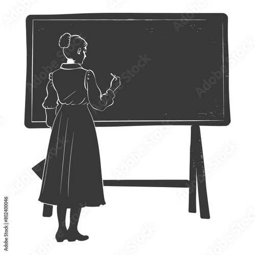 silhouette women school teacher teaching in front of class