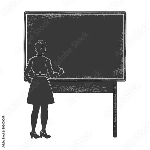 silhouette women school teacher teaching in front of class