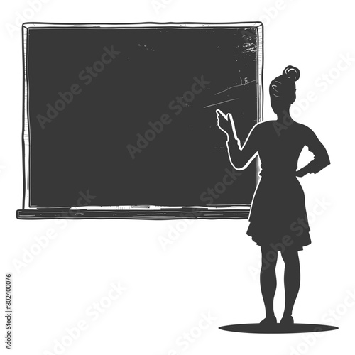 silhouette women school teacher teaching in front of class