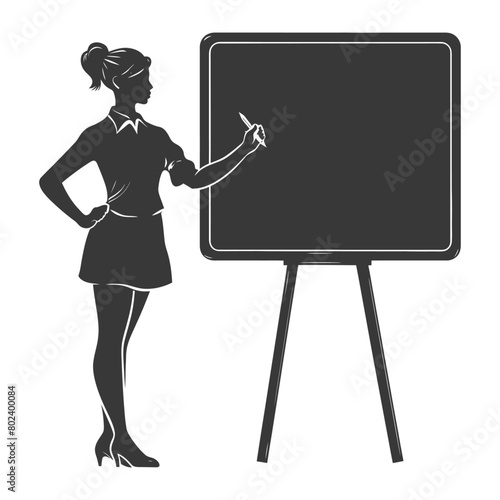 silhouette women school teacher teaching in front of class