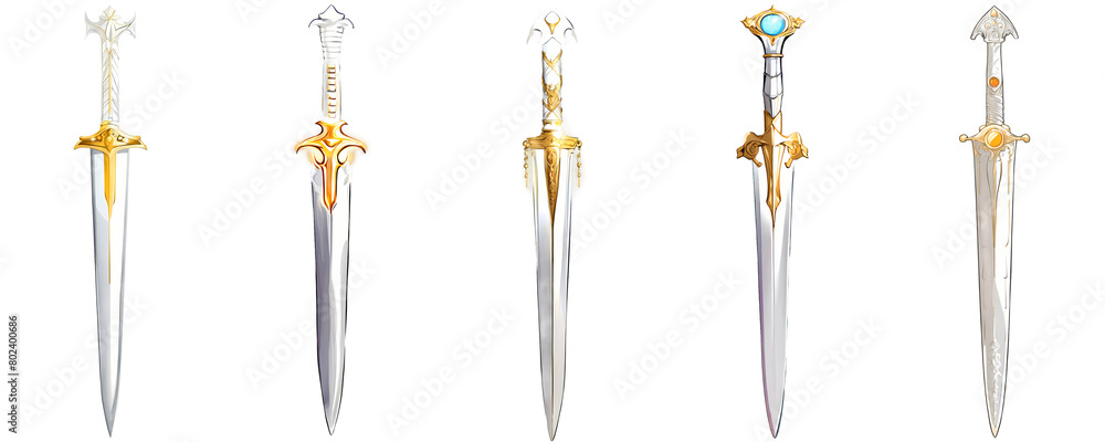 Set of divine justice swords on transparent background