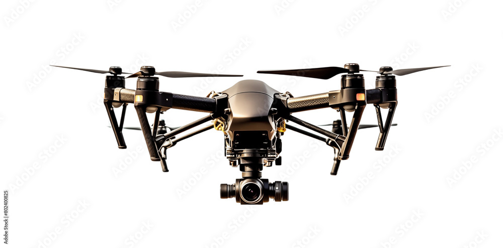 A sophisticated drone with a high-resolution camera, poised mid-air, symbolizing technology and surveillance. Generative AI A sophisticated drone with a high-resolution camera, poised mid-air, symbolizing technology and surveillance. Generative AI