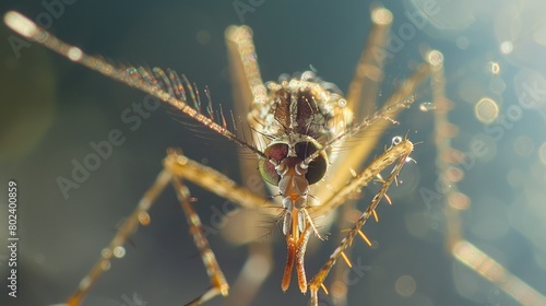 Detailed close up of a mosquito on a plant, suitable for educational purposes