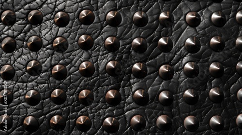 Metallic studs on a black leather background provide an edgy and rock-inspired texture to your design.