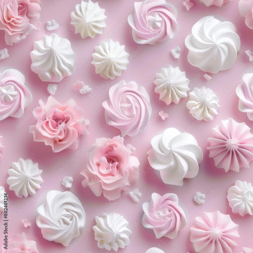 Detailed close up of pink and white frosting on a pink surface. Ideal for food and dessert concepts Detailed close up of pink and white frosting on a pink surface. Ideal for food and dessert concepts