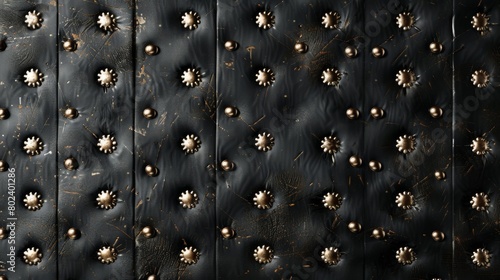 Metallic studs on a black leather background provide an edgy and rock-inspired texture to your design.