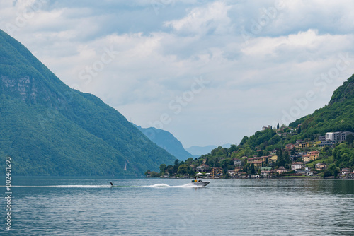Water ski scene on Lake Lugano © Nikokvfrmoto