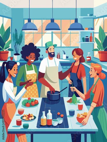 Diverse Friends Enjoying a Cooking Class Together