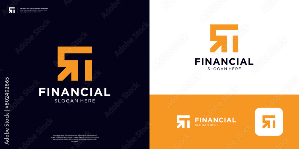 Letter T arrow logo geometric. Minimal business financial logo design. Letter T arrow logo geometric. Minimal business financial logo design.
