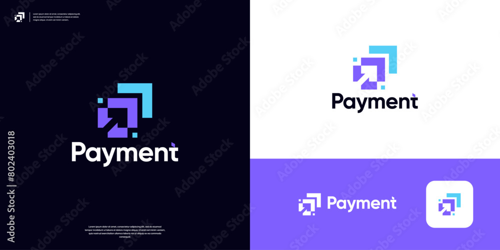 Modern payment logo design template. Abstract letter P arrow logo vector illustration. Modern payment logo design template. Abstract letter P arrow logo vector illustration.